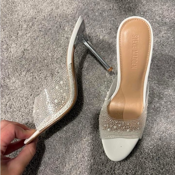 Steve Madden Shoes - Steve Madden White and Silver Heeled Sandals